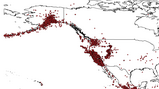 North America with plotted earthquake locations