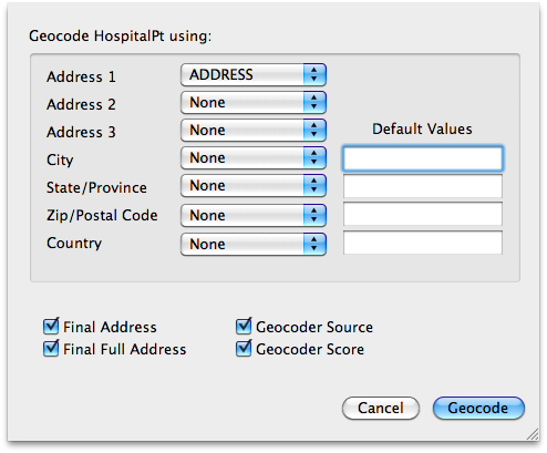 Re-Geocode WIndow with Items Selected