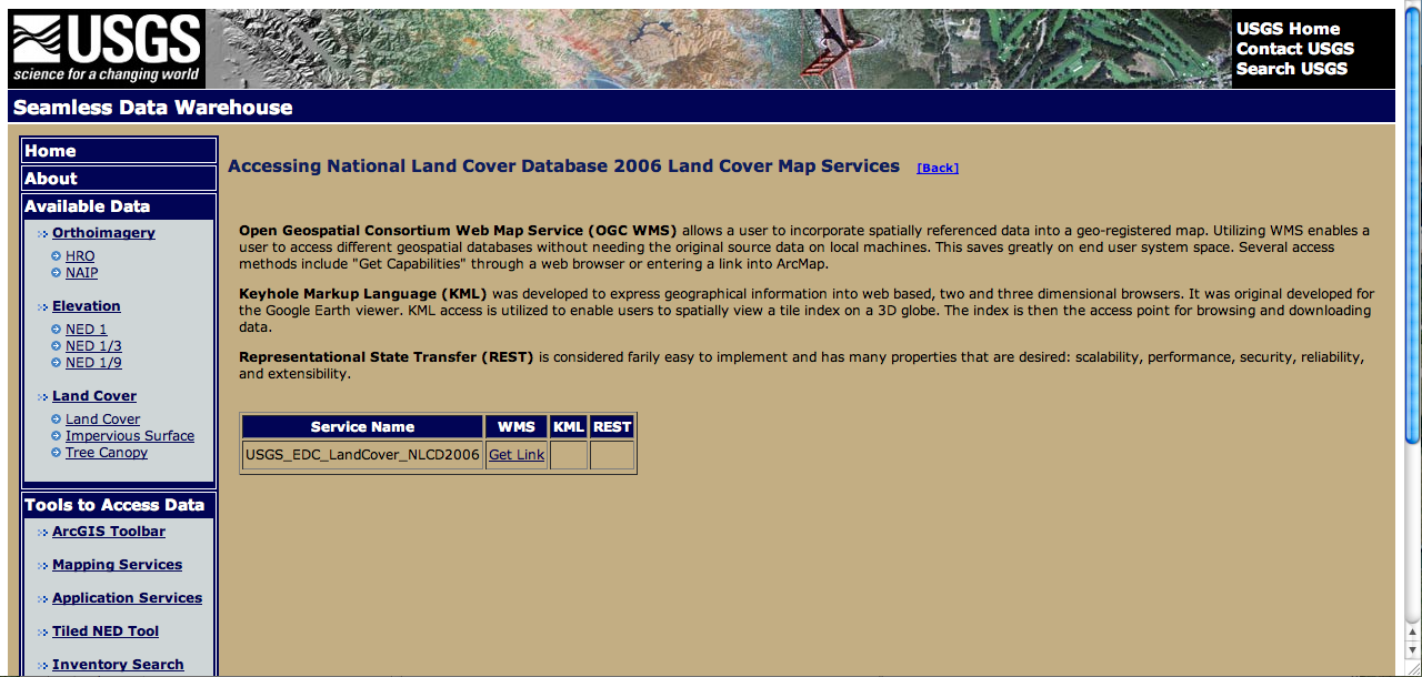 USGS Window "Get Link"