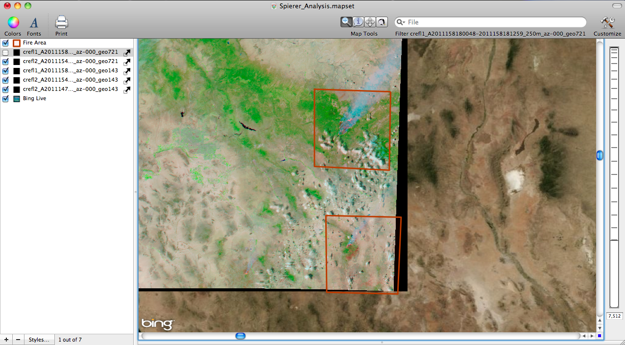 Eastern Arizona Wildfire June 3 (Bands 7,2,1)