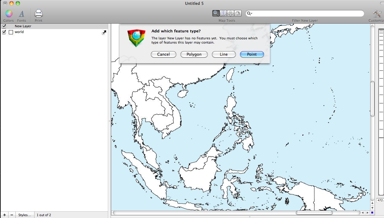 Feature Type Selection Window