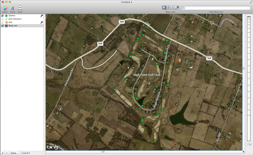 Greens identified on Imagery