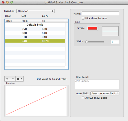 Layer Styles window with Elevations