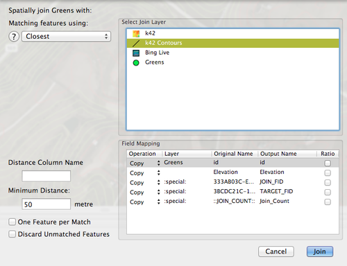 Spatial Join settings