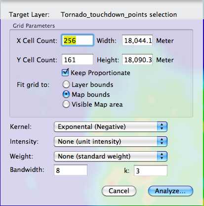 Kernel Density window